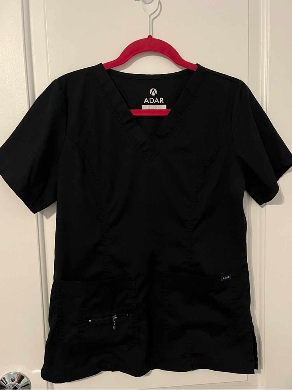 Adar Pro Black V-Neck Medical Scrub Top